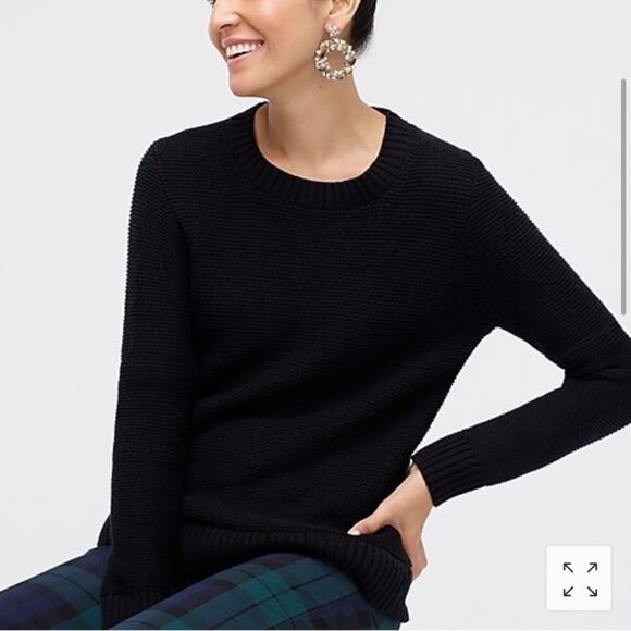 J. Crew Black Classic Crewneck‎ Sweater Cotton Wool Blend Size XS - Picture 1 of 11
